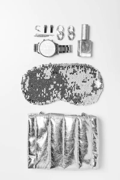 銀の概念 異なる銀のテクスチャとアイテム — ストック写真