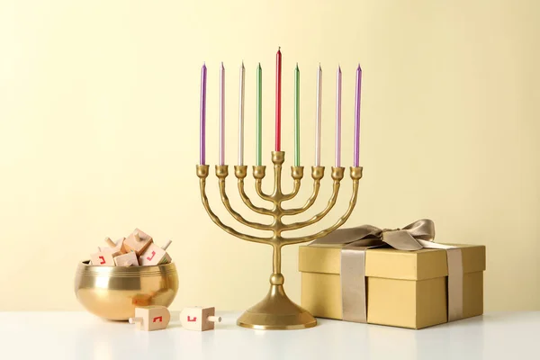 Begreppet Judisk Semester Kompositioner För Hanukkah — Stockfoto