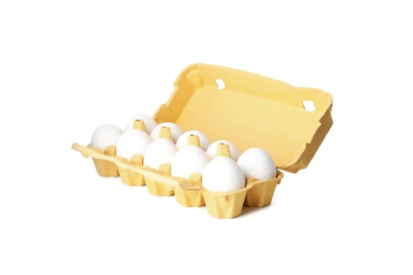 Egg Box Eggs Isolated White Background — Foto Stock