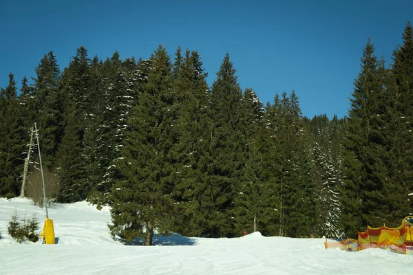 Karpat Dağlarında Kayak Yamacı Kayak Sezonu Konsepti — Stok fotoğraf