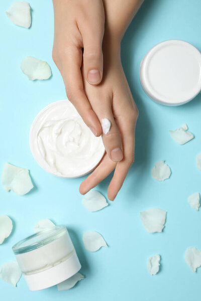 Concept of skin care, cream cosmetic, top view