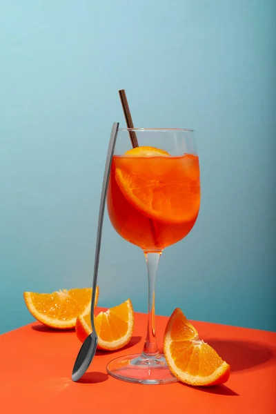Konzept Von Leckerem Cocktail Leckerem Aperol Spritz — Stockfoto