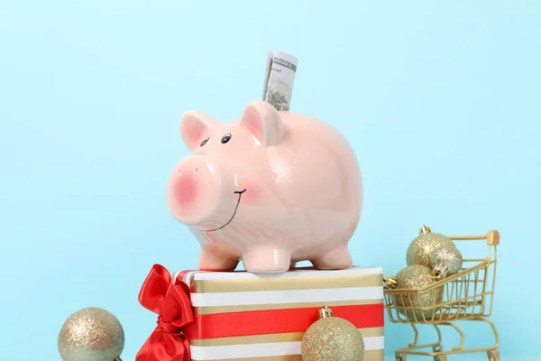 Konzept Der Weihnachtsfinanzierung Mit Sparschwein — Stockfoto