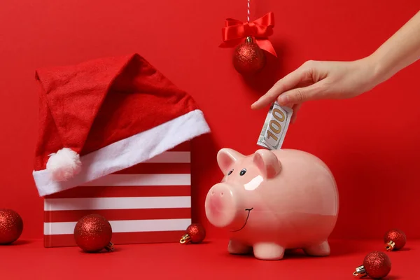 Concept Christmas Finance Piggy Bank Stock Picture
