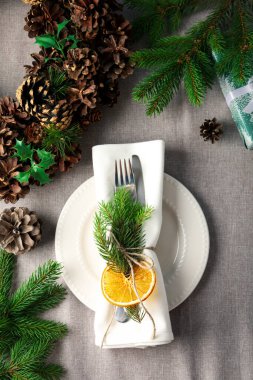 Yeni yıl tablosu konsepti, üst görünüm