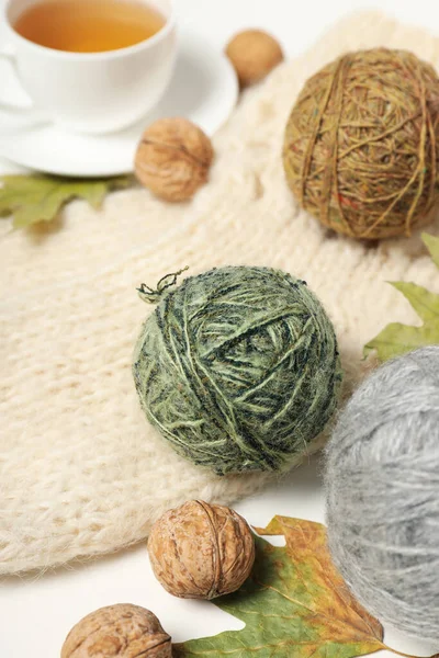 暖かく居心地の良い趣味 編み物の概念 — ストック写真