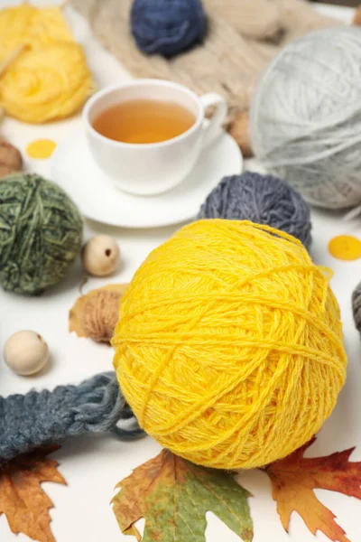 趣味の概念 居心地の良い趣味 編み物 クローズアップ — ストック写真