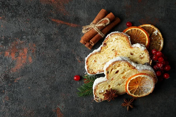 stock image Concept of German dessert - Stollen, space for text