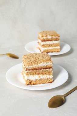 Lezzetli tatlı kavramı, lezzetli ballı pasta.