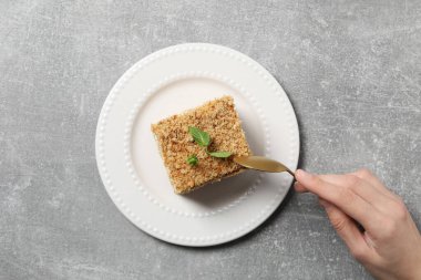 Tatlı kavramı, ballı kek, üst manzara.