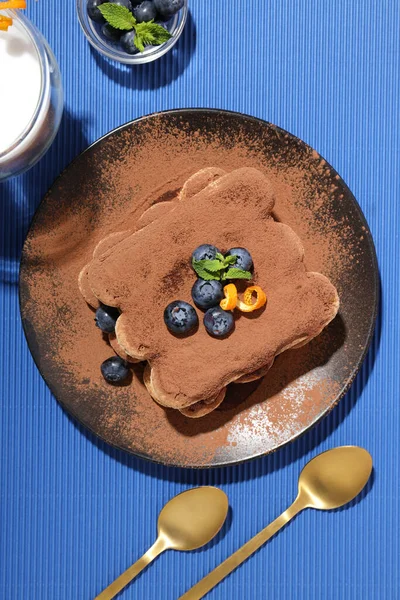 Concept Nourriture Sucrée Gâteau Tiramisu Vue Dessus — Photo