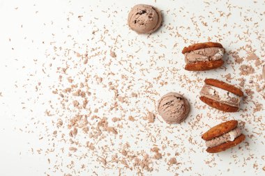 Tatlı yemek kavramı, dondurmalı kurabiyeler, metin için yer.