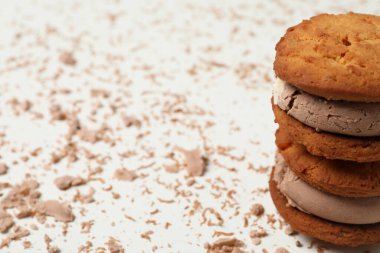 Tatlı yemek kavramı, dondurmalı kurabiyeler, metin için yer.