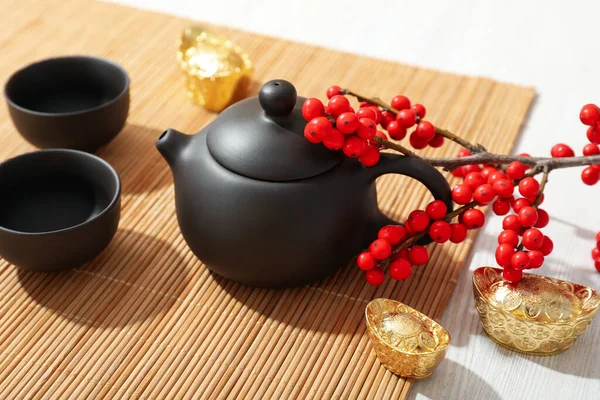 Концепція Азіатського Чаю Предмети Чайної Церемонії — стокове фото