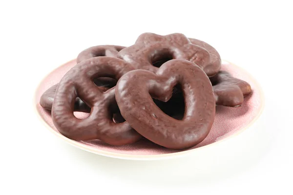 Koncept Chutné Pekárny Perník Sušenky Čokoládě Izolované Bílém Pozadí — Stock fotografie