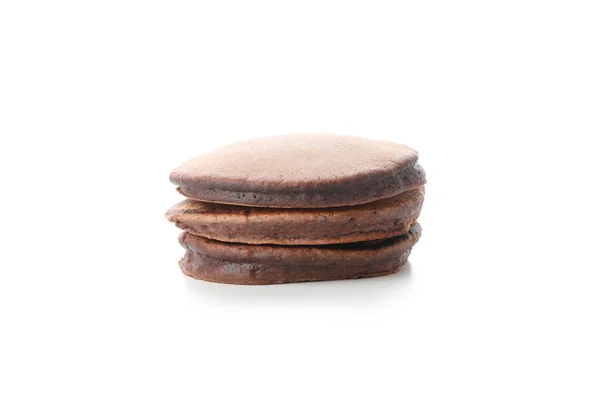 Concept Van Zoete Voeding Chocolade Pannenkoeken Geïsoleerd Witte Achtergrond — Stockfoto