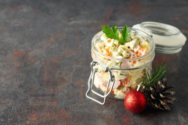 Yeni yıl yemeği kavramı, Olivier salatası, metin için alan