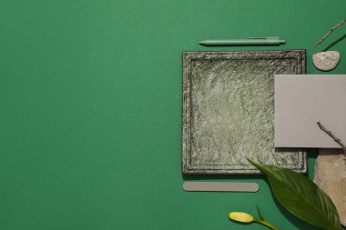 Yaratıcı moodboard bileşiminin düz yatağı, metin için boşluk