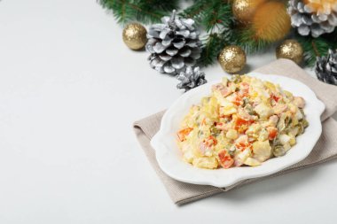 Yeni yıl yemeği kavramı, Olivier salatası, metin için alan