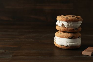 Tatlı yemek kavramı, dondurmalı kurabiyeler, metin için yer.