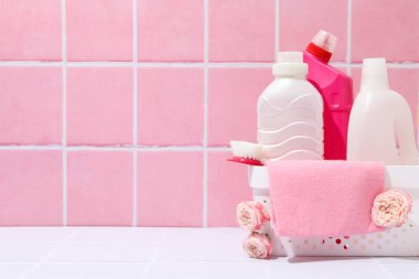 Concept of spring cleaning and house cleaning, space for text