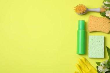 Concept of spring cleaning and house cleaning, space for text