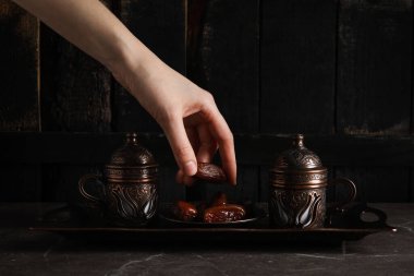 Concept of sweet and tasty food, dates