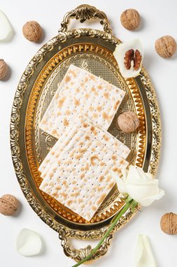 Concept of jewish Passover holiday, top view