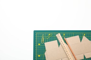 Concept of accessories for patchwork, cutting mat, space for text