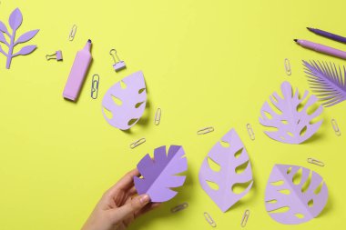 Concept of different stationery supplies and accessories