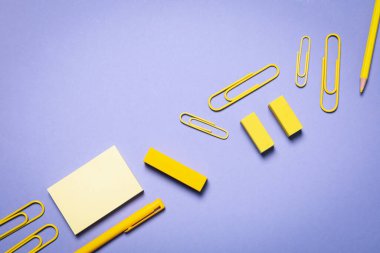 Concept of different stationery supplies and accessories