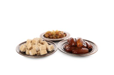 Concept of Muslim holy month Ramadan Kareem, isolated on white background