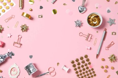 Accessories for scrapbooking, concept of female hobby