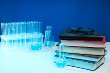 Concept of medical education and books, space for text