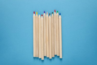 Concept of supplies for drawing - Colorful pencils