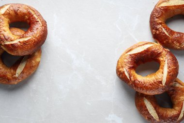 Concept of tasty food - bagel, space for text