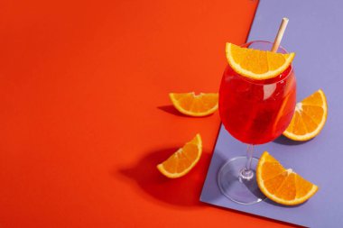 Aperol Spritz, delicious summer cocktail, space for text