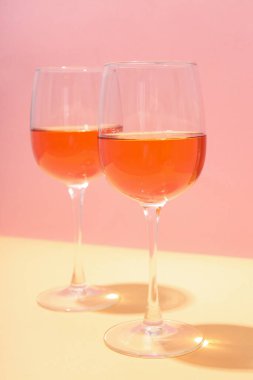 Glasses of wine, delicious alcohol drink in glasses
