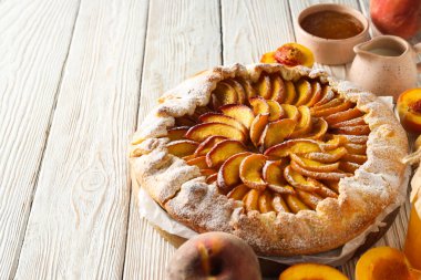 Fruit galette, composition for tasty food concept, space for text