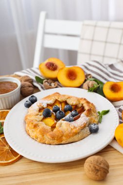 Fruit galette, composition for tasty food concept, space for text
