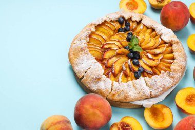 Fruit galette, composition for tasty food concept, space for text