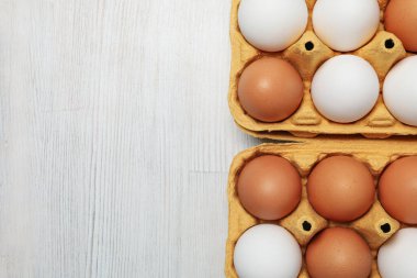 Concept of meal for breakfast, eggs, space for text