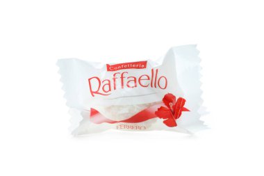 Odessa, Ukraine - 20.10.2021: Raffaello candy isolated on white background