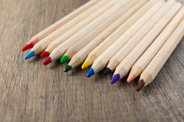 Concept of supplies for drawing - Colorful pencils