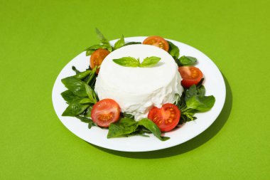 Concept of tasty dairy product - ricotta cheese