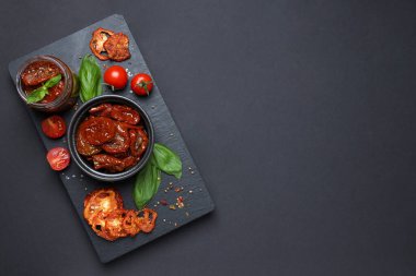 Concept of tasty food - delicious dried tomato