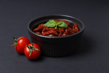 Concept of tasty food - delicious dried tomato