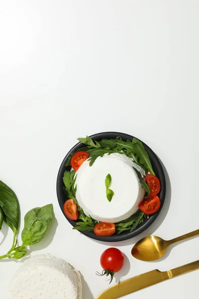 Concept Tasty Dairy Product Ricotta Cheese Space Text — Foto de Stock