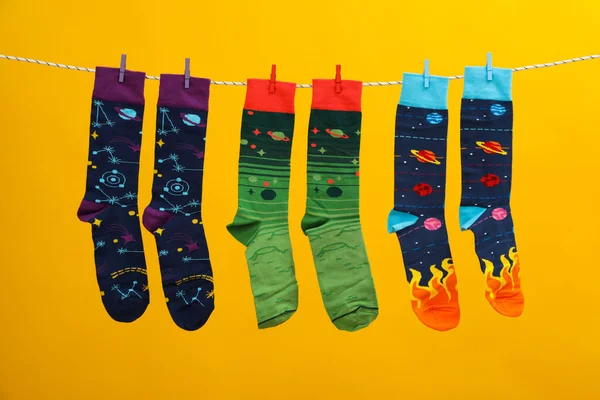 Concept Clothes Legs Different Socks — Fotografia de Stock