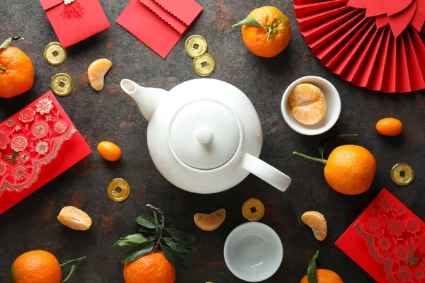 Concept Tea Asian Tea Top View — Stock Photo, Image